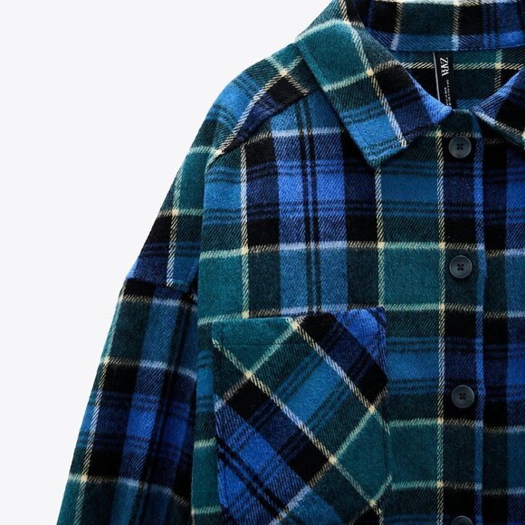 NWT Zara Oversized Plaid Overshirt Shacket Size XS - Picture 10 of 16